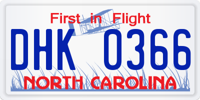 NC license plate DHK0366
