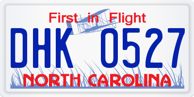 NC license plate DHK0527