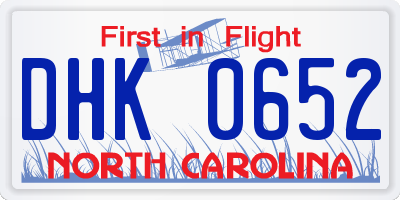 NC license plate DHK0652