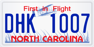 NC license plate DHK1007