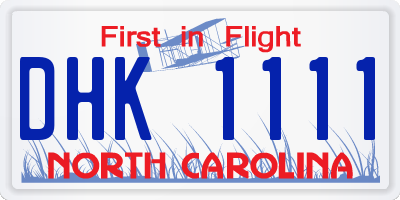 NC license plate DHK1111
