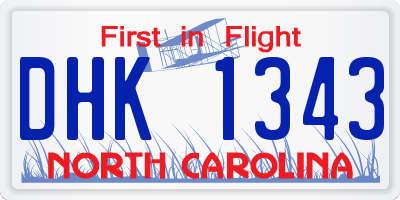 NC license plate DHK1343