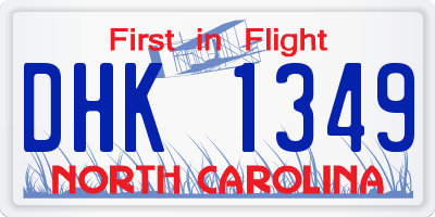 NC license plate DHK1349