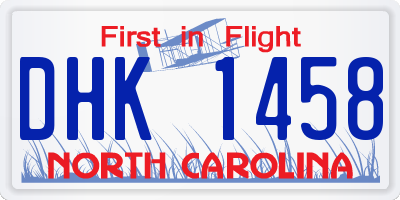 NC license plate DHK1458