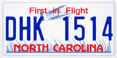 NC license plate DHK1514
