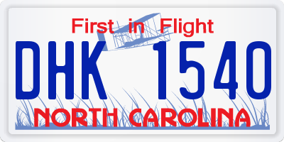 NC license plate DHK1540