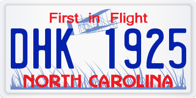 NC license plate DHK1925