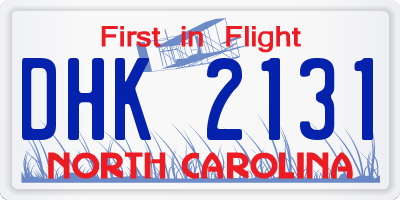 NC license plate DHK2131