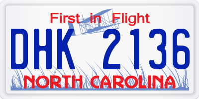 NC license plate DHK2136