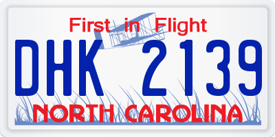 NC license plate DHK2139