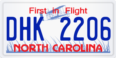 NC license plate DHK2206