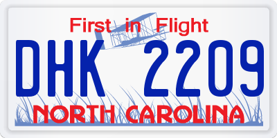 NC license plate DHK2209