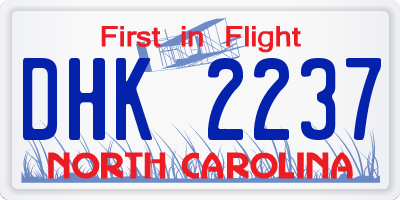 NC license plate DHK2237