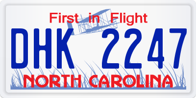 NC license plate DHK2247