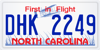 NC license plate DHK2249