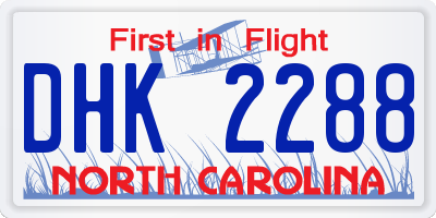 NC license plate DHK2288