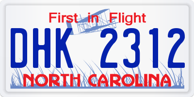 NC license plate DHK2312