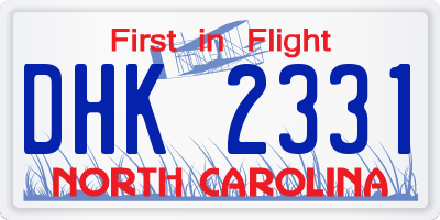 NC license plate DHK2331