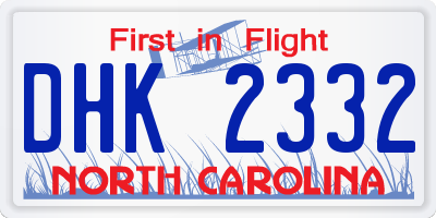 NC license plate DHK2332