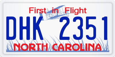 NC license plate DHK2351