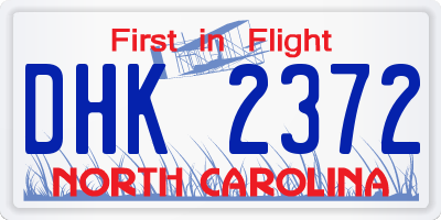 NC license plate DHK2372