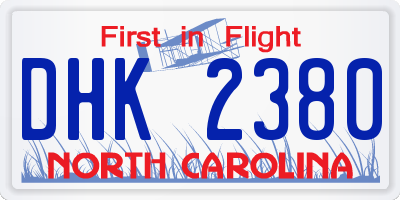 NC license plate DHK2380