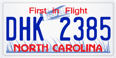 NC license plate DHK2385