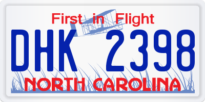 NC license plate DHK2398