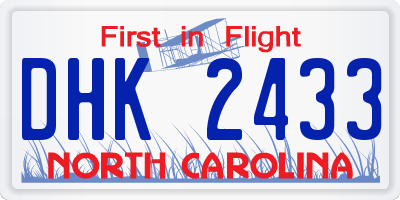 NC license plate DHK2433