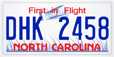 NC license plate DHK2458