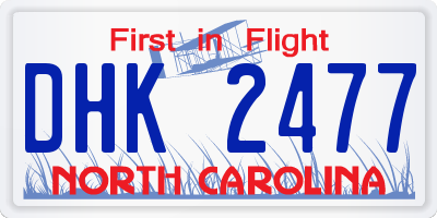 NC license plate DHK2477