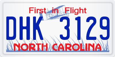 NC license plate DHK3129