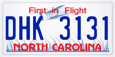 NC license plate DHK3131