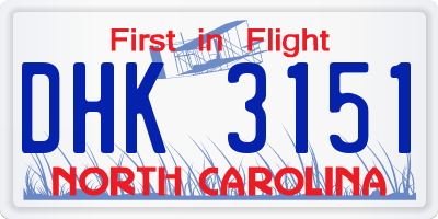 NC license plate DHK3151