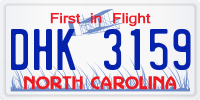 NC license plate DHK3159