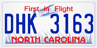 NC license plate DHK3163