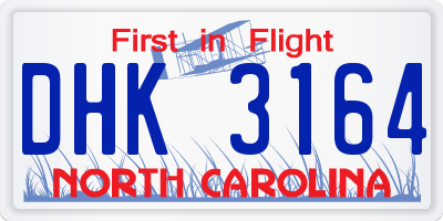 NC license plate DHK3164