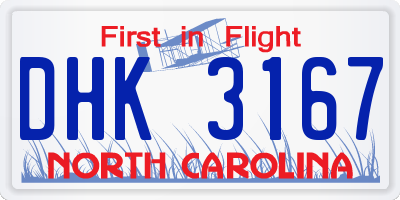 NC license plate DHK3167