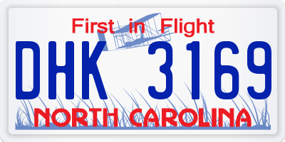 NC license plate DHK3169