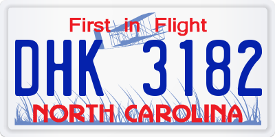 NC license plate DHK3182