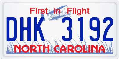 NC license plate DHK3192