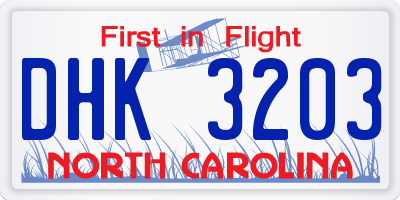NC license plate DHK3203