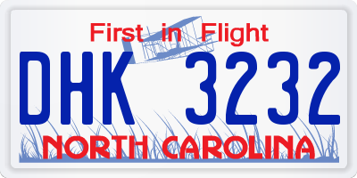NC license plate DHK3232