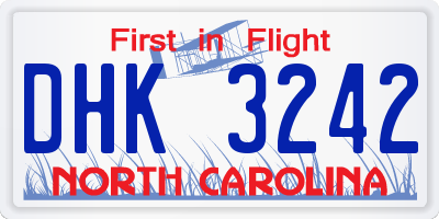 NC license plate DHK3242