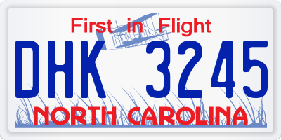 NC license plate DHK3245