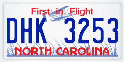 NC license plate DHK3253