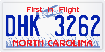 NC license plate DHK3262