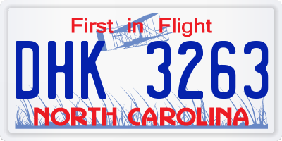 NC license plate DHK3263