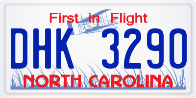 NC license plate DHK3290