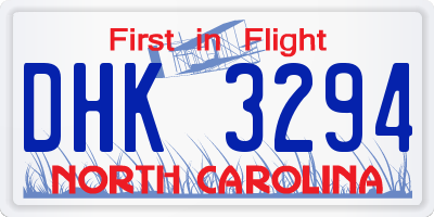 NC license plate DHK3294